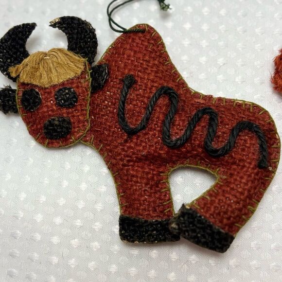 Handcrafted Rustic Burlap Animal Ornaments Set of 7 - Picture 7 of 8